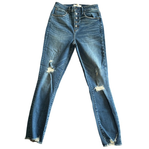 ABERCROMBIE & FITCH Women’s Distressed High Rise Super Skinny Ankle Jeans - Picture 1 of 16